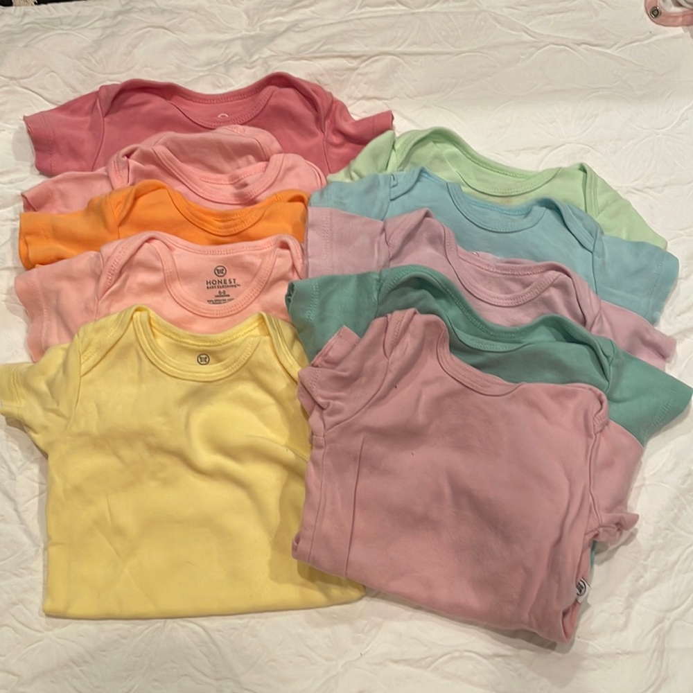 Colorful bundle of 10 baby onesies! 6-9 months.